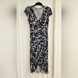 Juicy Couture Navy Floral V-Neck Dress Small